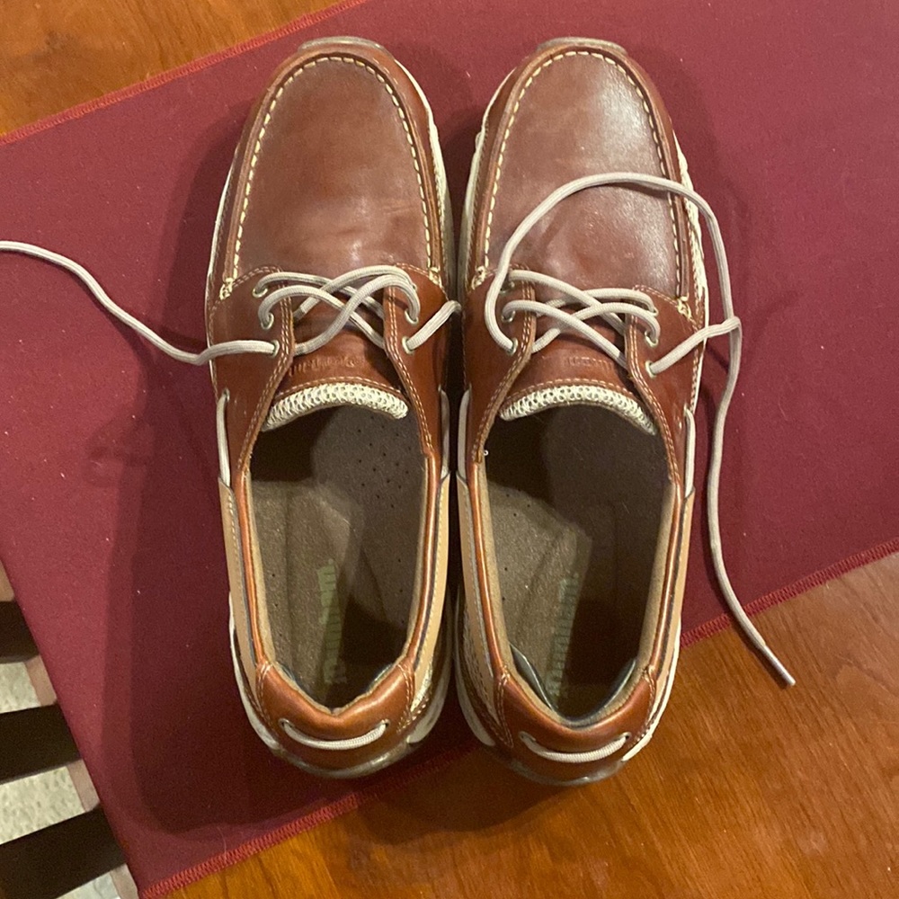 Dunhams leather boat shoes sz 12 (D?)